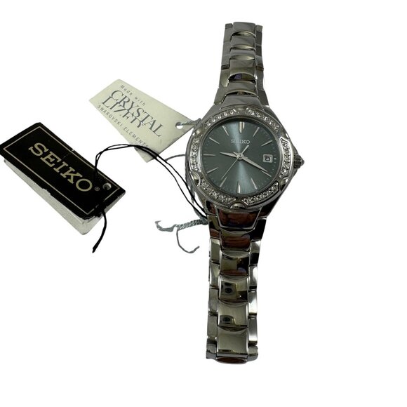 Seiko Womens Swarovski Crystal Sporty Light Blue Dress Watch SXDC51 Quartz - Picture 2 of 12